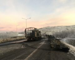 Новости  - В Мурманске на трассе «Кола» потушили фуру